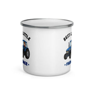 Furrow & Fields Kids Enamel Mug Best Little Farmer New Holland TM 155 | Kids Enamel Mug Quality Farmers Merch