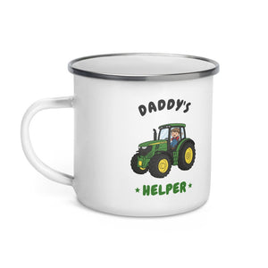 Furrow & Fields Kids Enamel Mug Daddy's Helper John Deere 6R 250 | Kids Enamel Mug Quality Farmers Merch