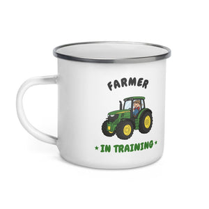 Furrow & Fields Kids Enamel Mug Farmer in Training John Deere 6R 250 | Kids Enamel Mug Quality Farmers Merch