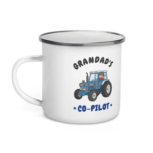 Furrow & Fields Kids Enamel Mug Grandad's Co-Pilot Ford 7810 | Kids Enamel Mug Quality Farmers Merch