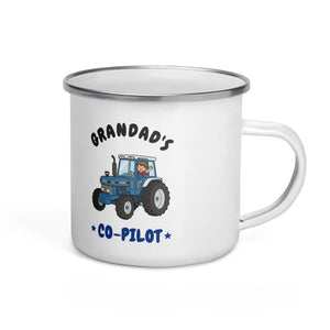 Furrow & Fields Kids Enamel Mug Grandad's Co-Pilot Ford 7810 | Kids Enamel Mug Quality Farmers Merch