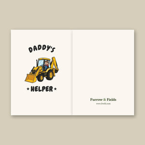 Furrow & Fields Kids Greeting Card Daddy's Helper JCB 3CX | Kids Greeting Card Quality Farmers Merch