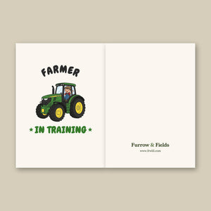 Furrow & Fields Kids Greeting Card Farmer in Training John Deere 6R 250 | Kids Greeting Card Quality Farmers Merch