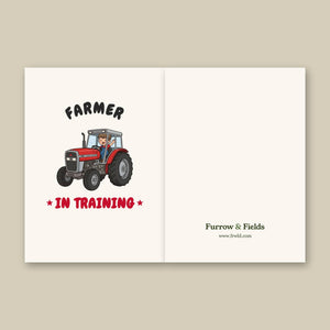 Furrow & Fields Kids Greeting Card Farmer in Training Massey Ferguson 390T | Kids Greeting Card Quality Farmers Merch