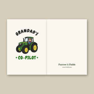 Furrow & Fields Kids Greeting Card Grandad's Co-Pilot John Deere 6R 250 | Kids Greeting Card Quality Farmers Merch