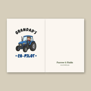 Furrow & Fields Kids Greeting Card Grandad's Co-Pilot New Holland TM 155 | Kids Greeting Card Quality Farmers Merch