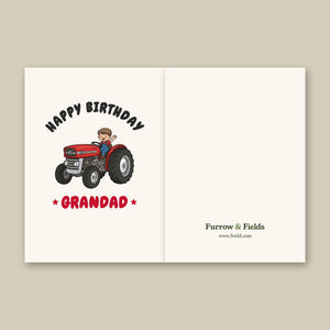 Furrow & Fields Kids Greeting Card Happy Birthday Grandad Massey Ferguson 135 | Kids Greeting Card Quality Farmers Merch