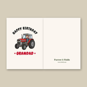 Furrow & Fields Kids Greeting Card Happy Birthday Grandad Massey Ferguson 390T | Kids Greeting Card Quality Farmers Merch