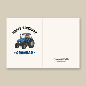 Furrow & Fields Kids Greeting Card Happy Birthday Grandad New Holland TM 155 | Kids Greeting Card Quality Farmers Merch