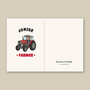 Furrow & Fields Kids Greeting Card Junior Farmer Massey Ferguson 390T | Kids Greeting Card Quality Farmers Merch