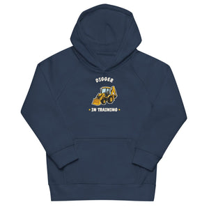 Furrow & Fields Kids Hoodie French Navy / 4Y Digger in Training JCB 3CX | Kids Hoodie Quality Farmers Merch