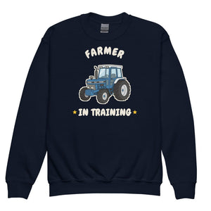 Furrow & Fields Kids Premium Sweatshirt Navy / XS Farmer in Training Ford 7810 | Kids Premium Sweatshirt Quality Farmers Merch