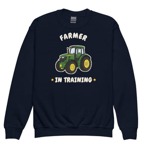 Furrow & Fields Kids Premium Sweatshirt Navy / XS Farmer in Training John Deere 6R 250 | Kids Premium Sweatshirt Quality Farmers Merch