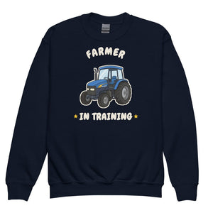 Furrow & Fields Kids Premium Sweatshirt Navy / XS Farmer in Training New Holland TM 155 | Kids Premium Sweatshirt Quality Farmers Merch