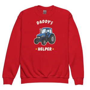 Furrow & Fields Kids Premium Sweatshirt Red / XS Daddy's Helper New Holland TM 155 | Kids Premium Sweatshirt Quality Farmers Merch