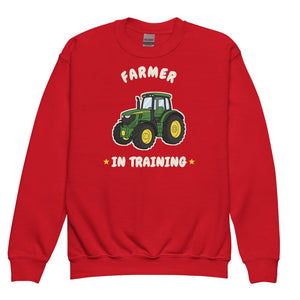Furrow & Fields Kids Premium Sweatshirt Red / XS Farmer in Training John Deere 6R 250 | Kids Premium Sweatshirt Quality Farmers Merch