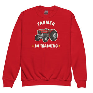 Furrow & Fields Kids Premium Sweatshirt Red / XS Farmer in Training Massey Ferguson 135 | Kids Premium Sweatshirt Quality Farmers Merch