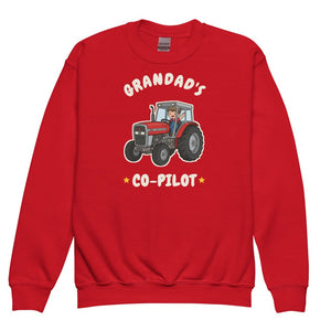 Furrow & Fields Kids Premium Sweatshirt Red / XS Grandad's Co-Pilot Massey Ferguson 390T | Kids Premium Sweatshirt Quality Farmers Merch