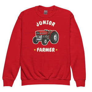 Furrow & Fields Kids Premium Sweatshirt Red / XS Junior Farmer Massey Ferguson 135 | Kids Premium Sweatshirt Quality Farmers Merch