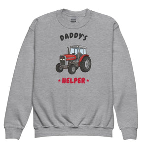 Furrow & Fields Kids Premium Sweatshirt Sport Grey / XS Daddy's Helper Massey Ferguson 390T | Kids Premium Sweatshirt Quality Farmers Merch