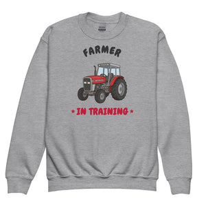 Furrow & Fields Kids Premium Sweatshirt Sport Grey / XS Farmer in Training Massey Ferguson 390T | Kids Premium Sweatshirt Quality Farmers Merch