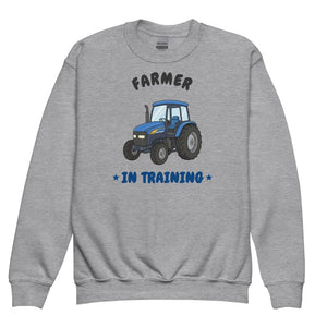 Furrow & Fields Kids Premium Sweatshirt Sport Grey / XS Farmer in Training New Holland TM 155 | Kids Premium Sweatshirt Quality Farmers Merch