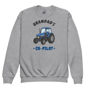 Furrow & Fields Kids Premium Sweatshirt Sport Grey / XS Grandad's Co-Pilot New Holland TM 155 | Kids Premium Sweatshirt Quality Farmers Merch
