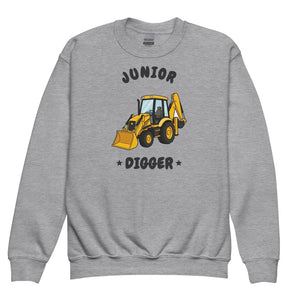 Furrow & Fields Kids Premium Sweatshirt Sport Grey / XS Junior Digger JCB 3CX | Kids Premium Sweatshirt Quality Farmers Merch