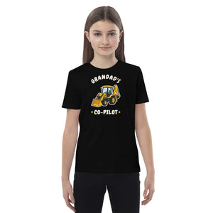Furrow & Fields Kids Premium Tee Black / 3-4 Grandad's Co-Pilot JCB 3CX | Kids Premium Tee Quality Farmers Merch
