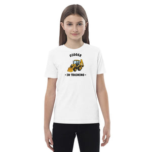 Furrow & Fields Kids Premium Tee White / 3-4 Digger in Training JCB 3CX | Kids Premium Tee Quality Farmers Merch