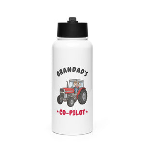 Furrow & Fields Kids Straw Bottle Grandad's Co-Pilot Massey Ferguson 390T | Kids Straw Bottle Quality Farmers Merch