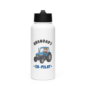 Furrow & Fields Kids Straw Bottle Grandad's Co-Pilot New Holland TM 155 | Kids Straw Bottle Quality Farmers Merch