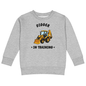 Furrow & Fields Kids Sweatshirt Heather / 2 Digger in Training JCB 3CX | Kids Sweatshirt Quality Farmers Merch