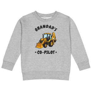 Furrow & Fields Kids Sweatshirt Heather / 2 Grandad's Co-Pilot JCB 3CX | Kids Sweatshirt Quality Farmers Merch