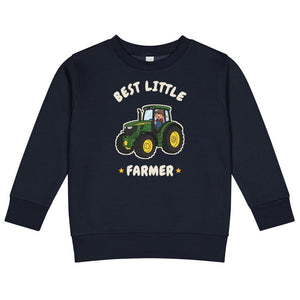 Furrow & Fields Kids Sweatshirt Navy / 2 Best Little Farmer John Deere 6R 250 | Kids Sweatshirt Quality Farmers Merch