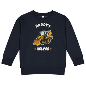 Furrow & Fields Kids Sweatshirt Navy / 2 Daddy's Helper JCB 3CX | Kids Sweatshirt Quality Farmers Merch