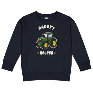 Furrow & Fields Kids Sweatshirt Navy / 2 Daddy's Helper John Deere 6R 250 | Kids Sweatshirt Quality Farmers Merch
