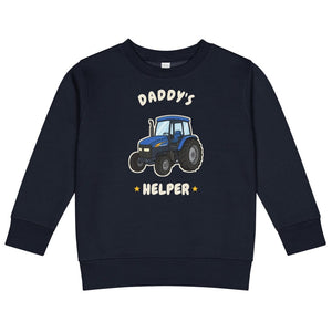 Furrow & Fields Kids Sweatshirt Navy / 2 Daddy's Helper New Holland TM 155 | Kids Sweatshirt Quality Farmers Merch