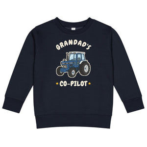Furrow & Fields Kids Sweatshirt Navy / 2 Grandad's Co-Pilot Ford 7810 | Kids Sweatshirt Quality Farmers Merch