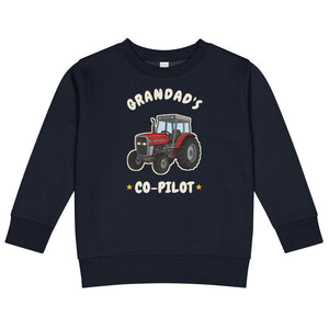 Furrow & Fields Kids Sweatshirt Navy / 2 Grandad's Co-Pilot Massey Ferguson 390T | Kids Sweatshirt Quality Farmers Merch