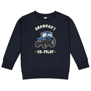 Furrow & Fields Kids Sweatshirt Navy / 2 Grandad's Co-Pilot New Holland TM 155 | Kids Sweatshirt Quality Farmers Merch