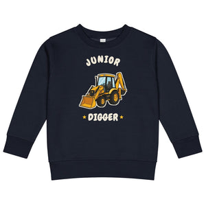 Furrow & Fields Kids Sweatshirt Navy / 2 Junior Digger JCB 3CX | Kids Sweatshirt Quality Farmers Merch