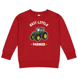 Furrow & Fields Kids Sweatshirt Red / 2 Best Little Farmer John Deere 6R 250 | Kids Sweatshirt Quality Farmers Merch
