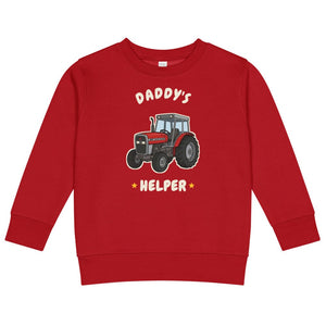 Furrow & Fields Kids Sweatshirt Red / 2 Daddy's Helper Massey Ferguson 390T | Kids Sweatshirt Quality Farmers Merch