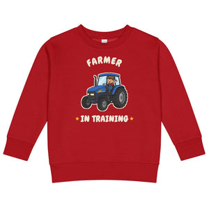 Furrow & Fields Kids Sweatshirt Red / 2 Farmer in Training New Holland TM 155 | Kids Sweatshirt Quality Farmers Merch