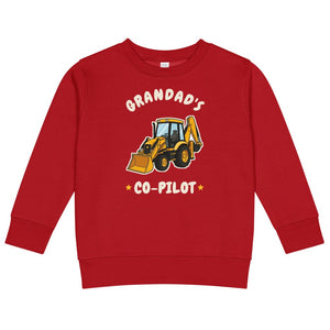 Furrow & Fields Kids Sweatshirt Red / 2 Grandad's Co-Pilot JCB 3CX | Kids Sweatshirt Quality Farmers Merch