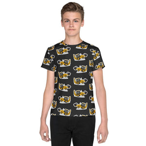 Furrow & Fields Kids T-Shirt Kids JCB 3CX Sitemaster SRS Tractor T-Shirt – Charcoal Quality Farmers Merch