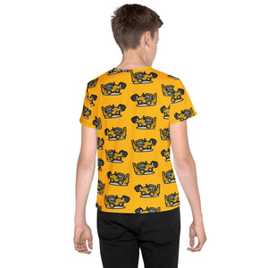 Furrow & Fields Kids T-Shirt Kids JCB 3CX Sitemaster SRS Tractor T-Shirt – Yellow Quality Farmers Merch