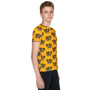Furrow & Fields Kids T-Shirt Kids JCB 3CX Sitemaster SRS Tractor T-Shirt – Yellow Quality Farmers Merch
