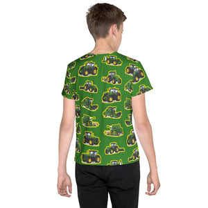 Furrow & Fields Kids T-Shirt Kids John Deere Tractors All-Over Print T-Shirt Quality Farmers Merch